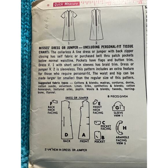 Simplicity 6092 Sewing pattern Aline dress 1960s size 10 - Picture 4 of 5